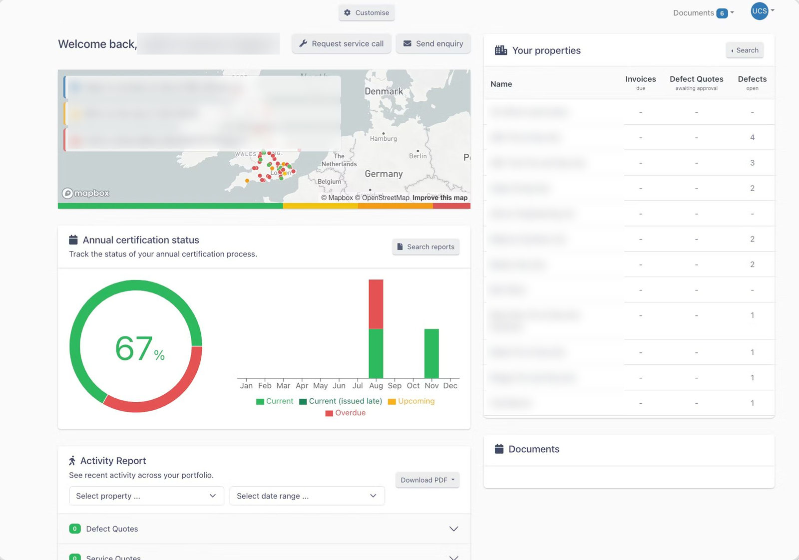 SAFE customer portal compliance dashboard